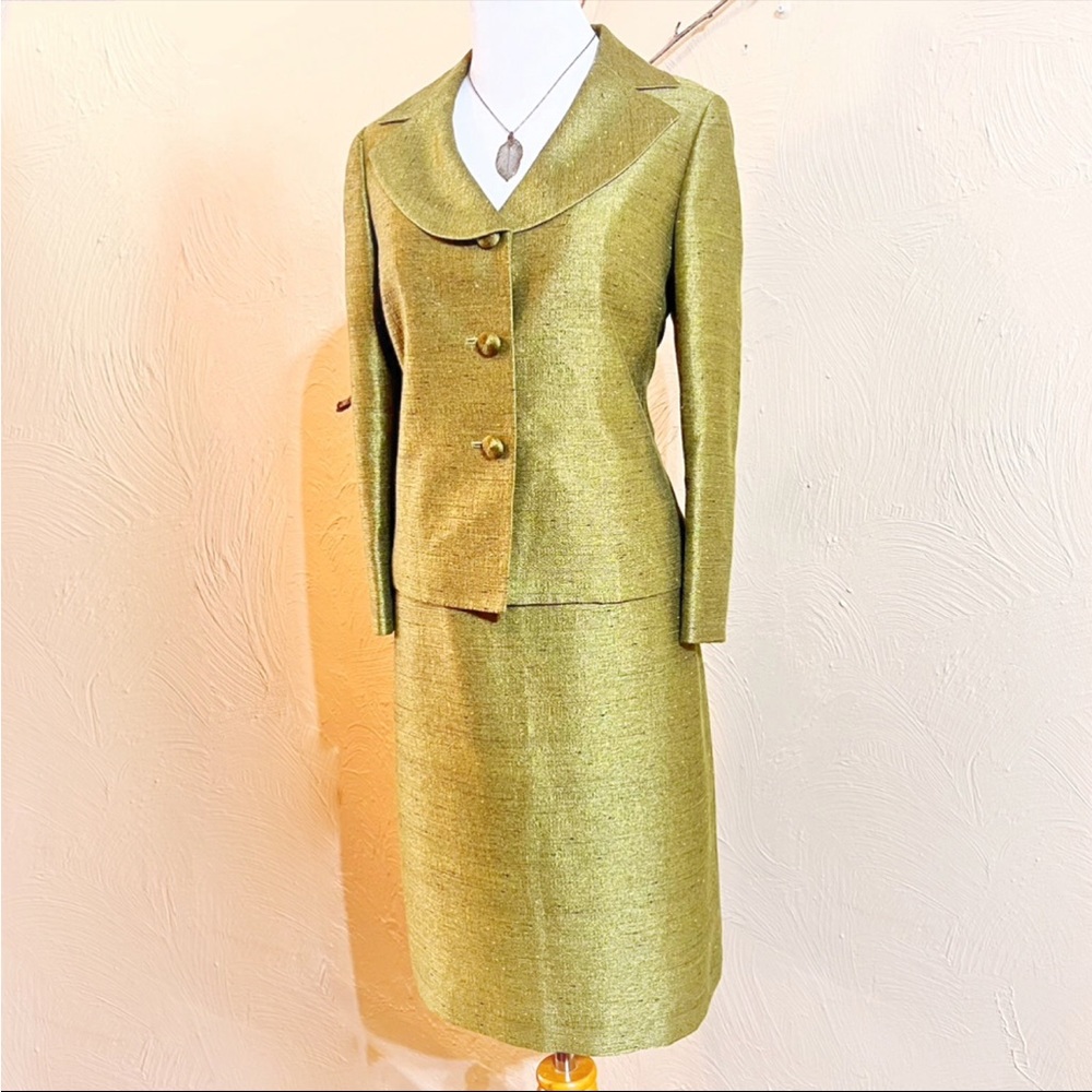 Le Suit, olive Green, Skirt and Jacket Business Formal Party Wedding Holiday